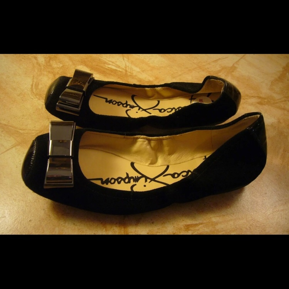 NEW JESSICA SIMPSON BLACK LEATHER BALLET FLATS 6.5